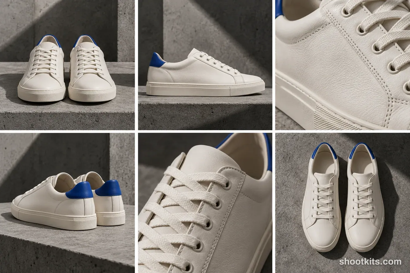 6-panel brutalism sneaker product shots made with ChatGPT