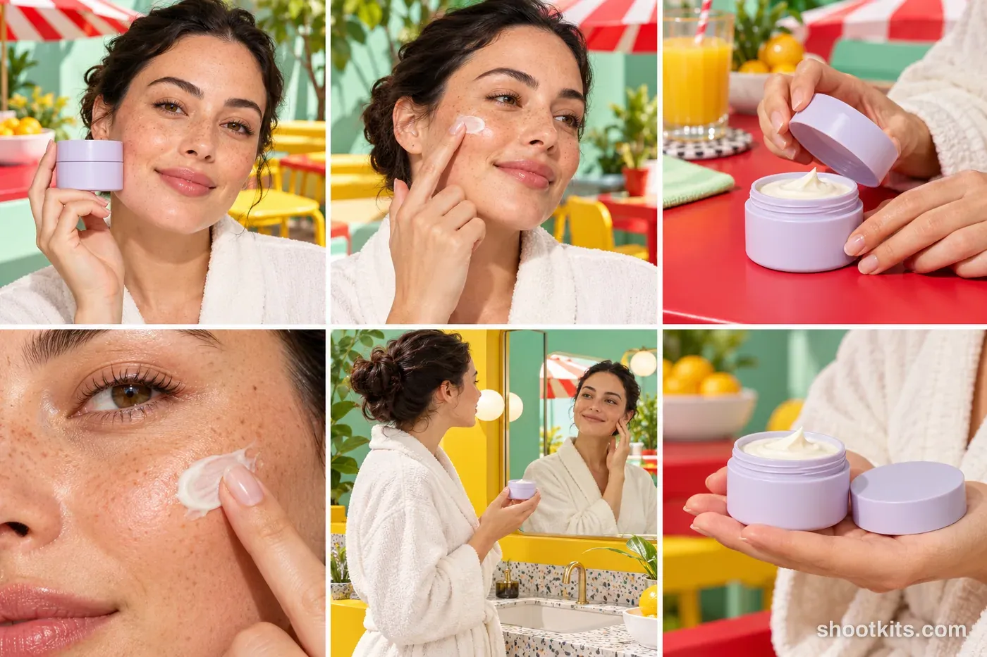 6-panel pop art skincare lifestyle shoot made with ChatGPT