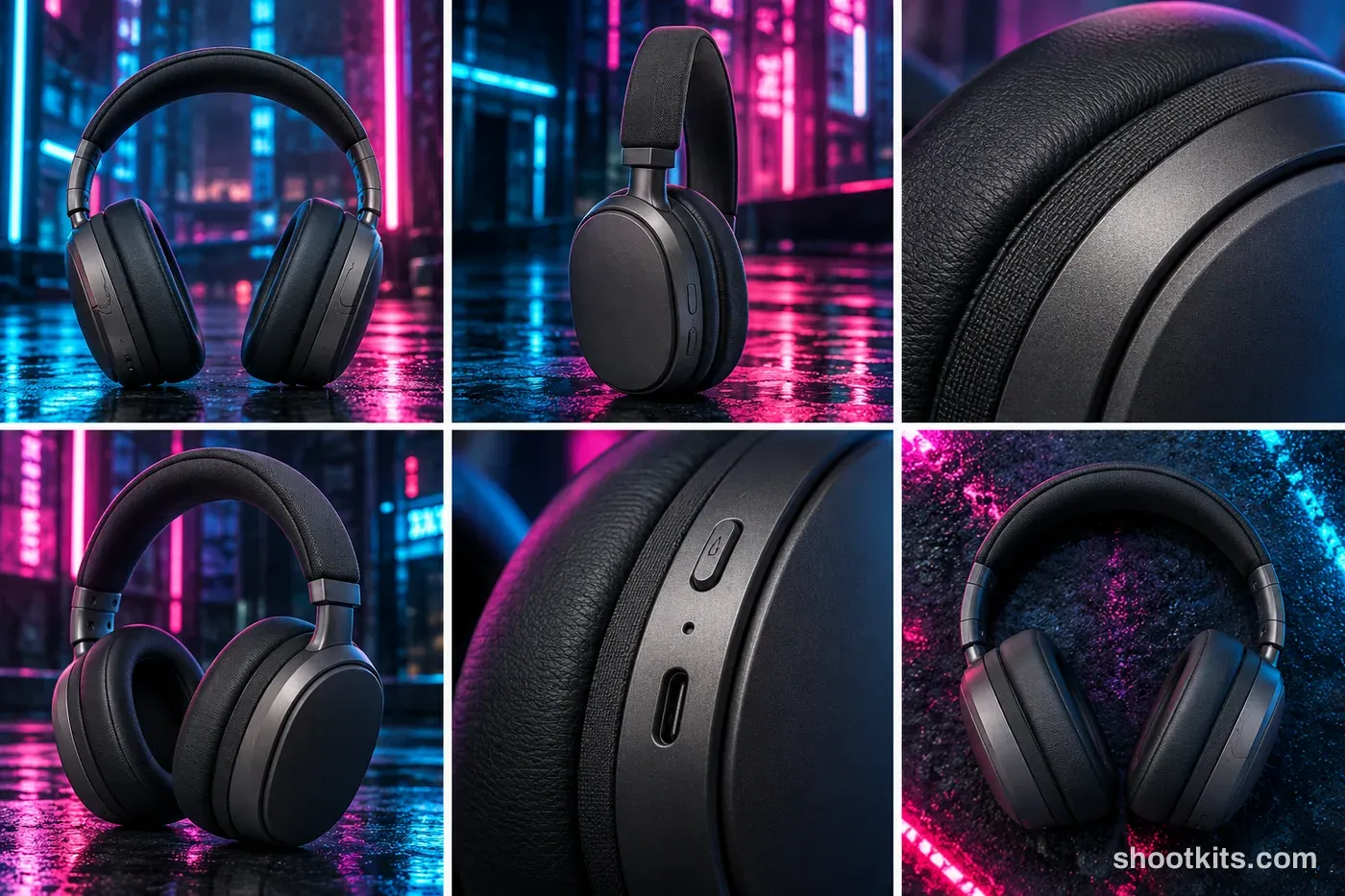 6-panel cyberpunk tech product shots made with ChatGPT