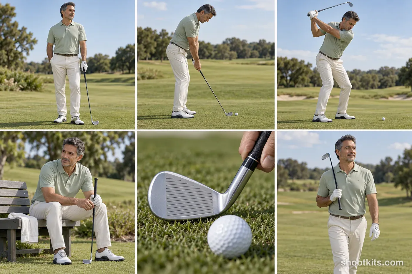 6-panel golf athlete action shoot made with ChatGPT