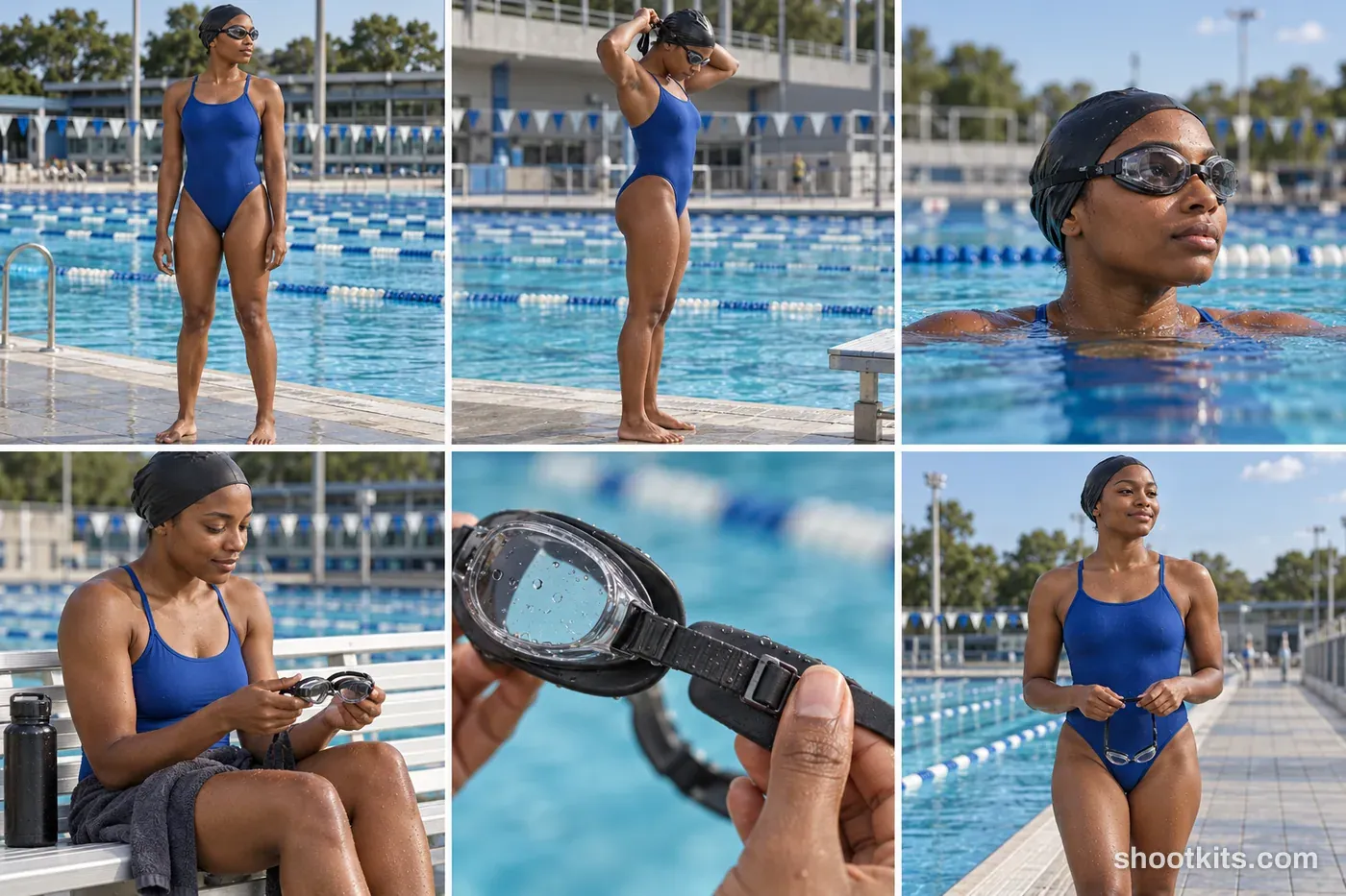 6-panel swimming lifestyle shoot made with ChatGPT