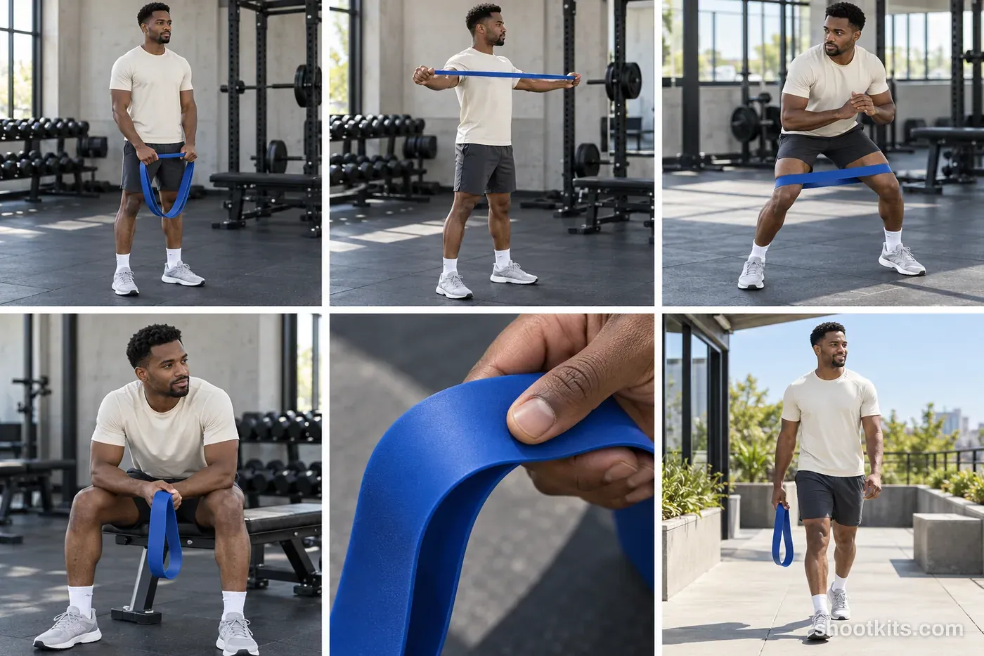 6-panel training / fitness lifestyle shoot made with ChatGPT