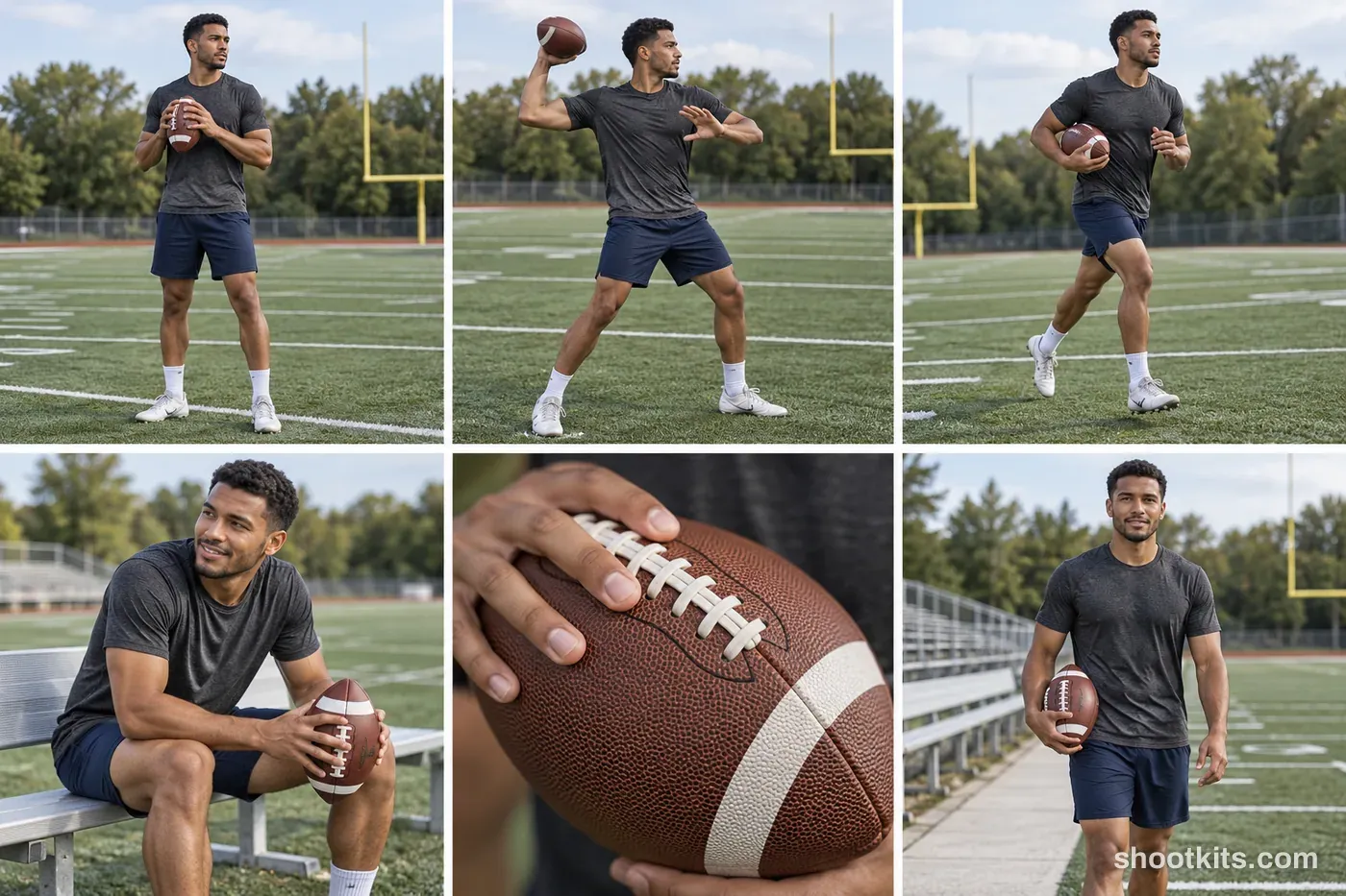 6-panel american football lifestyle shoot made with ChatGPT