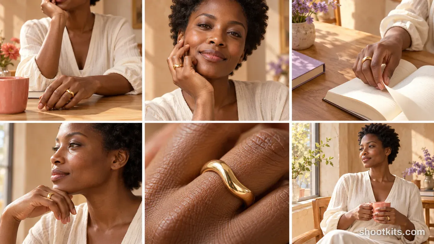6-panel jewelry lifestyle campaign made with ChatGPT