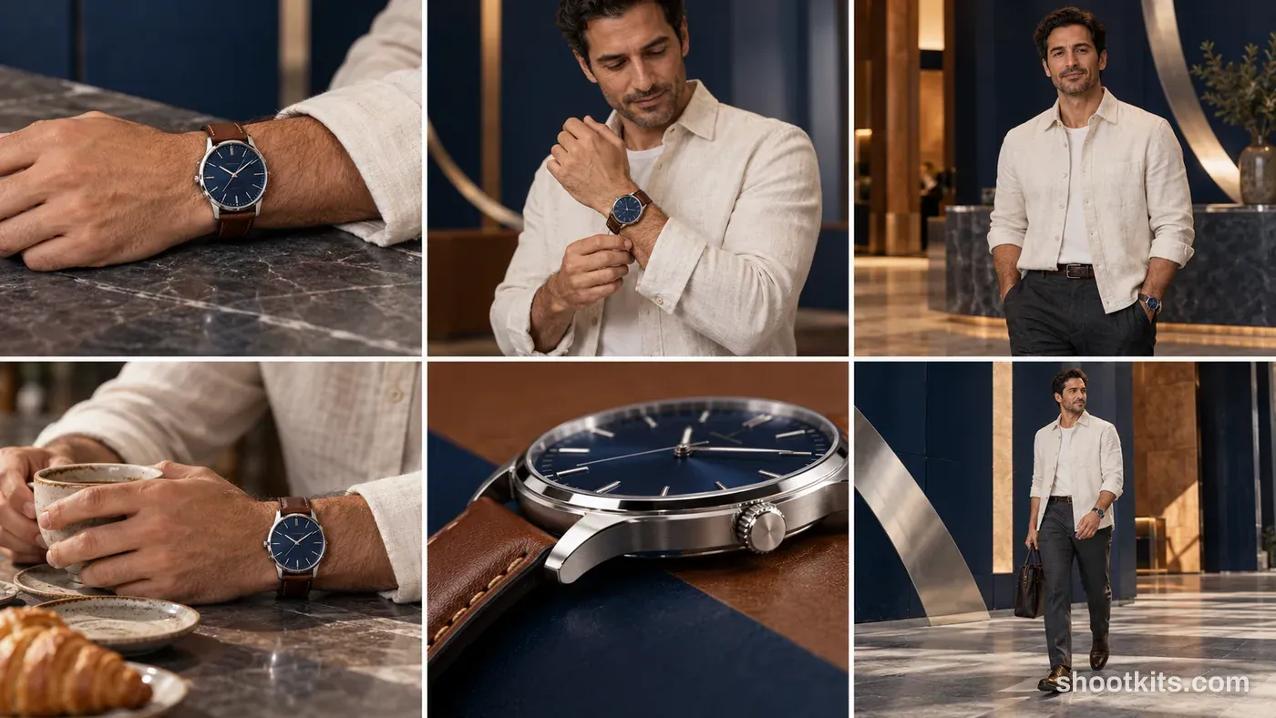6-panel watch bold creative campaign made with ChatGPT