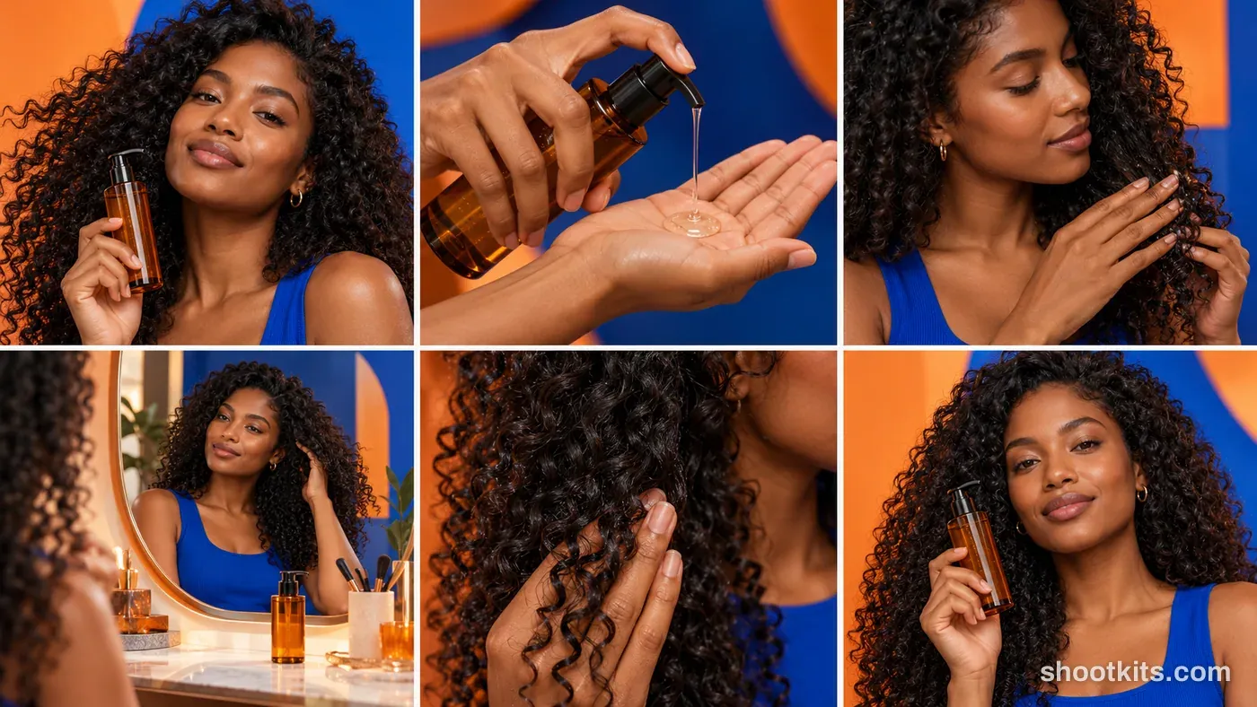 6-panel haircare bold creative campaign made with ChatGPT