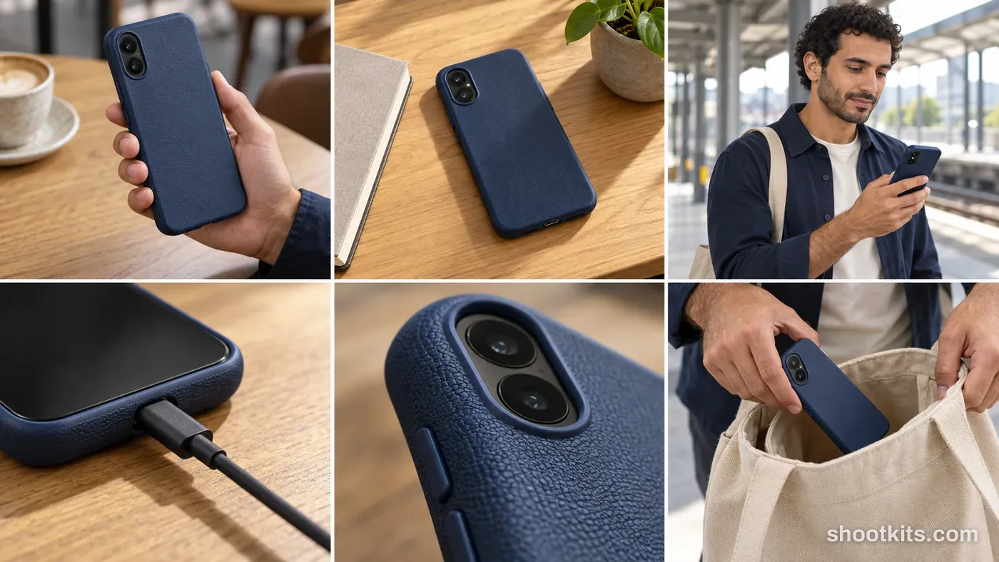 6-panel tech accessory lifestyle campaign made with ChatGPT